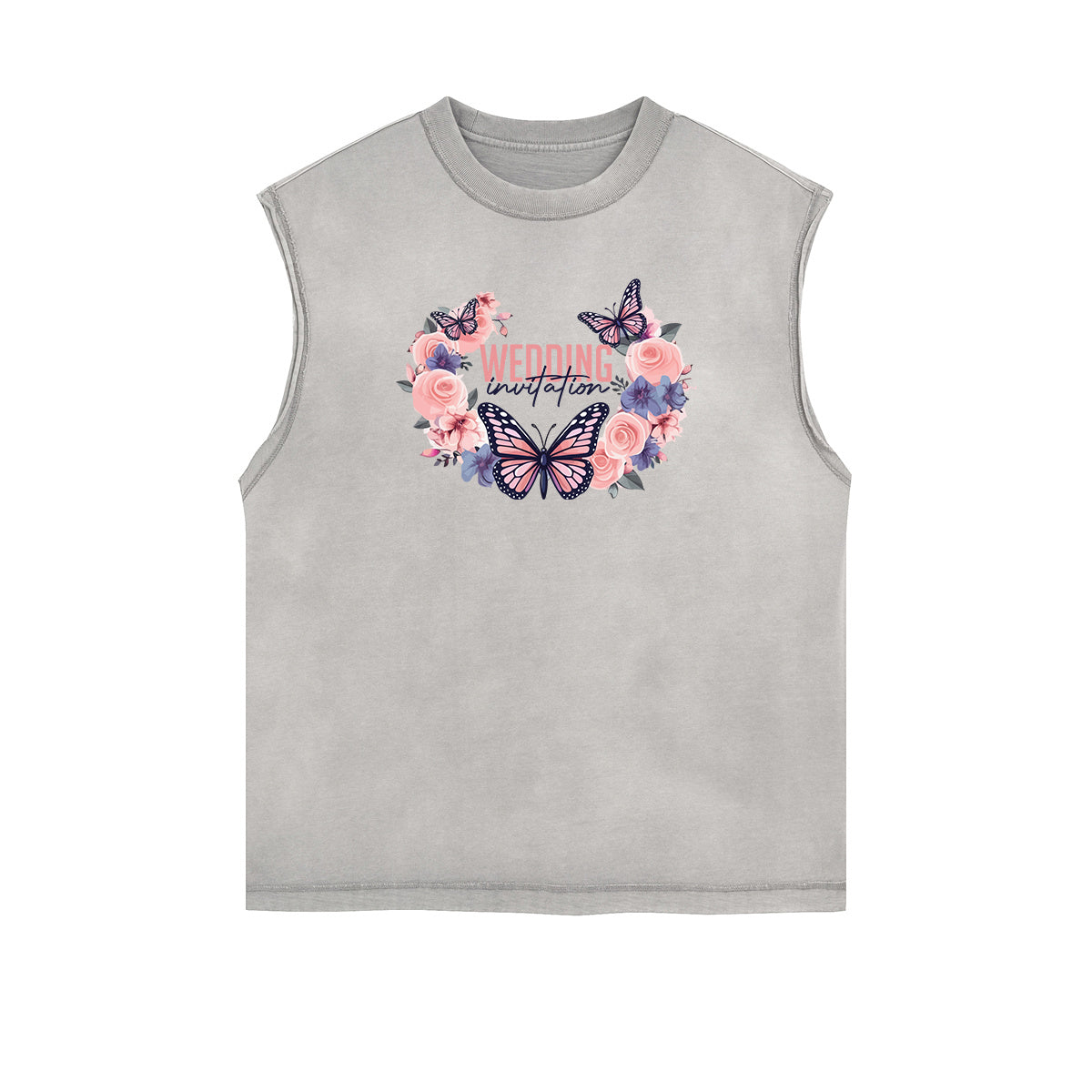 Faded Butterfly Pattern Tank Top