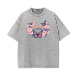 Washed Faded Butterfly Graphic Tee