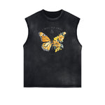 Sleeveless Butterfly Graphic T Shirt