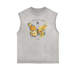 Faded Butterfly Pattern Tank Top