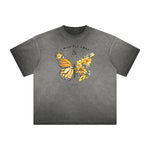 Distressed Faded Butterfly Pattern Tee