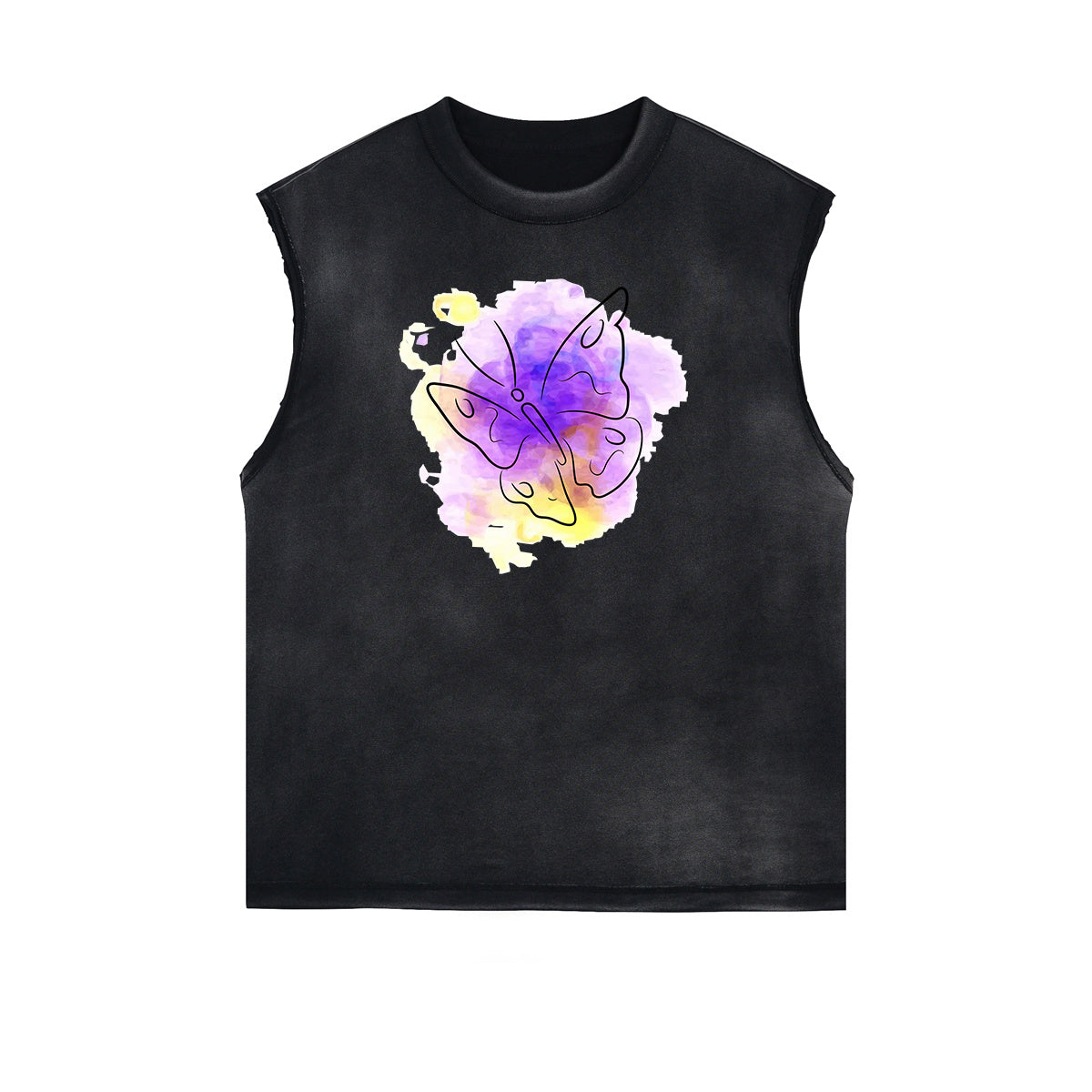 Sleeveless Butterfly Graphic T Shirt