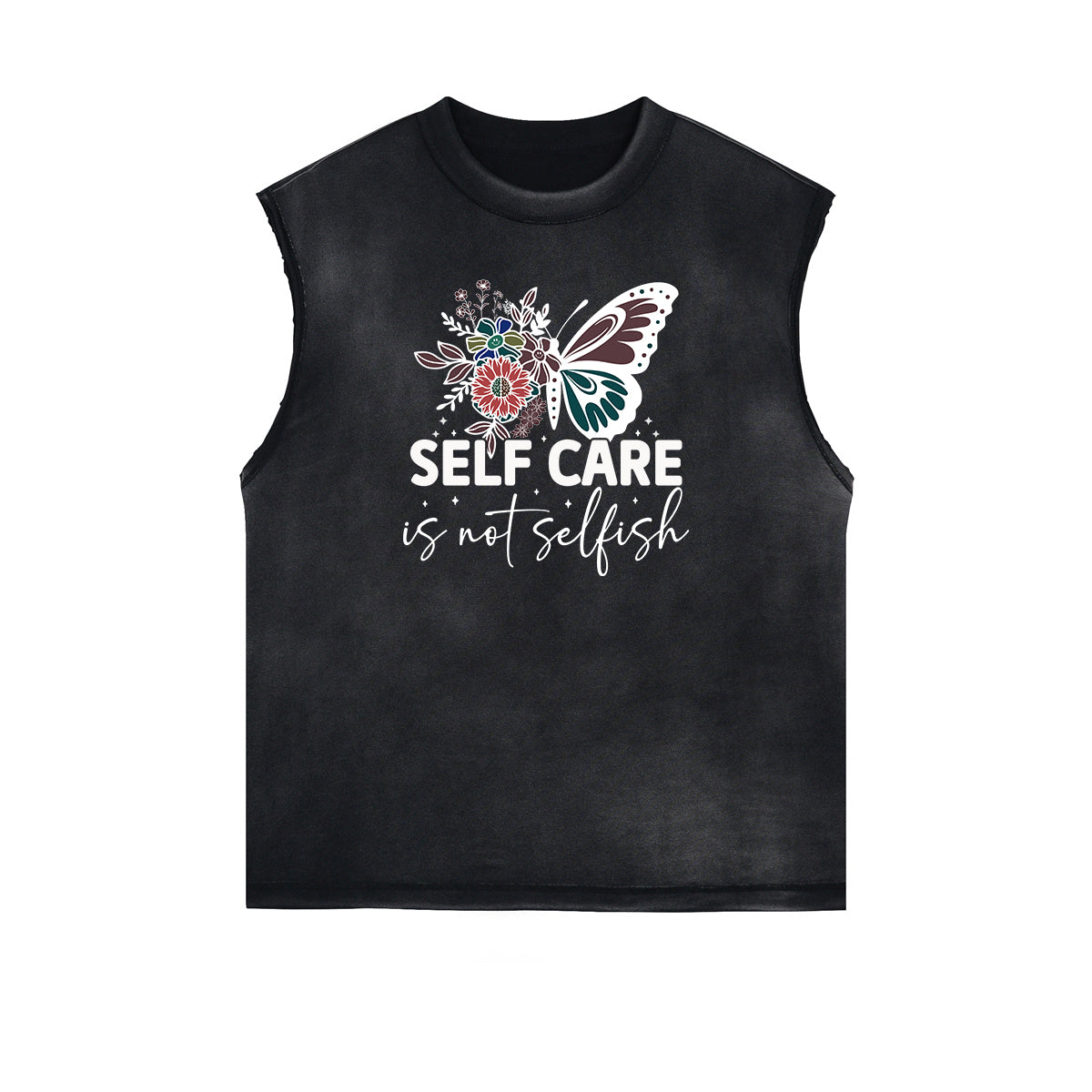 Sleeveless Butterfly Graphic T Shirt