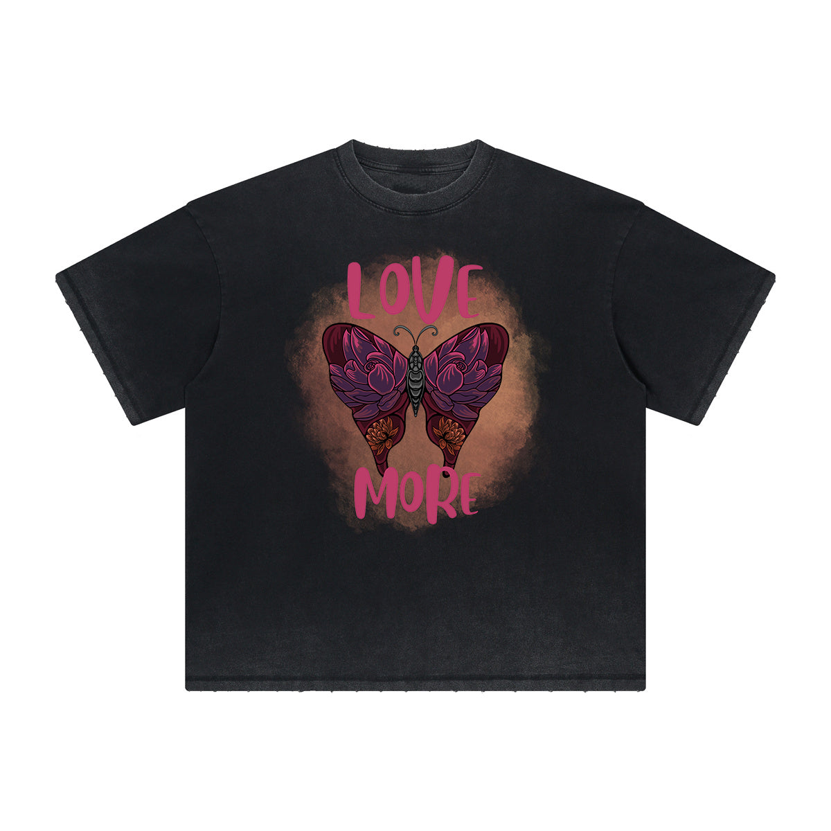 Camiseta con gráfico de mariposa desgastada