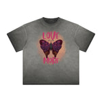 Distressed Faded Butterfly Pattern Tee