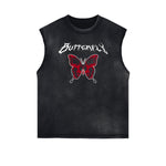 Sleeveless Butterfly Graphic T Shirt