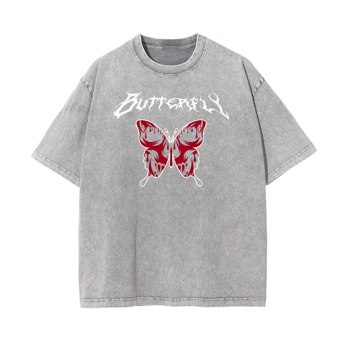 Washed Faded Butterfly Graphic Tee