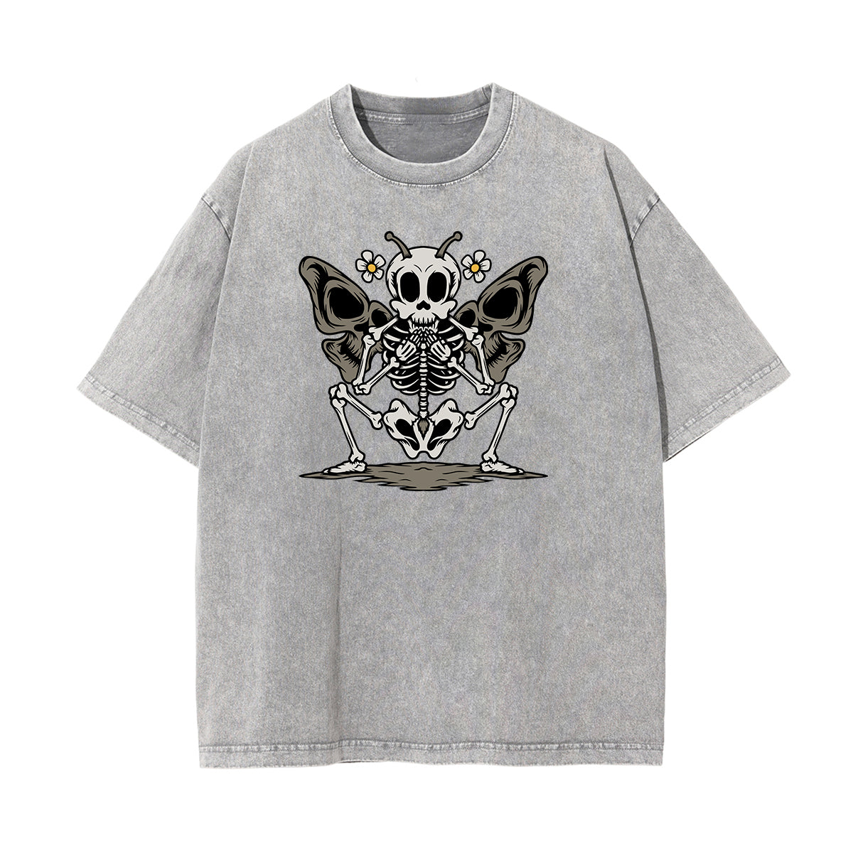 Faded Thick Butterfly Pattern T Shirt