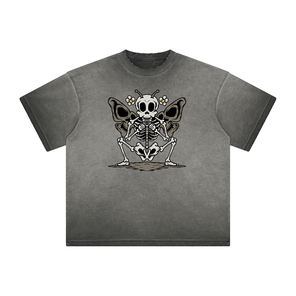 Distressed Faded Butterfly Pattern Tee