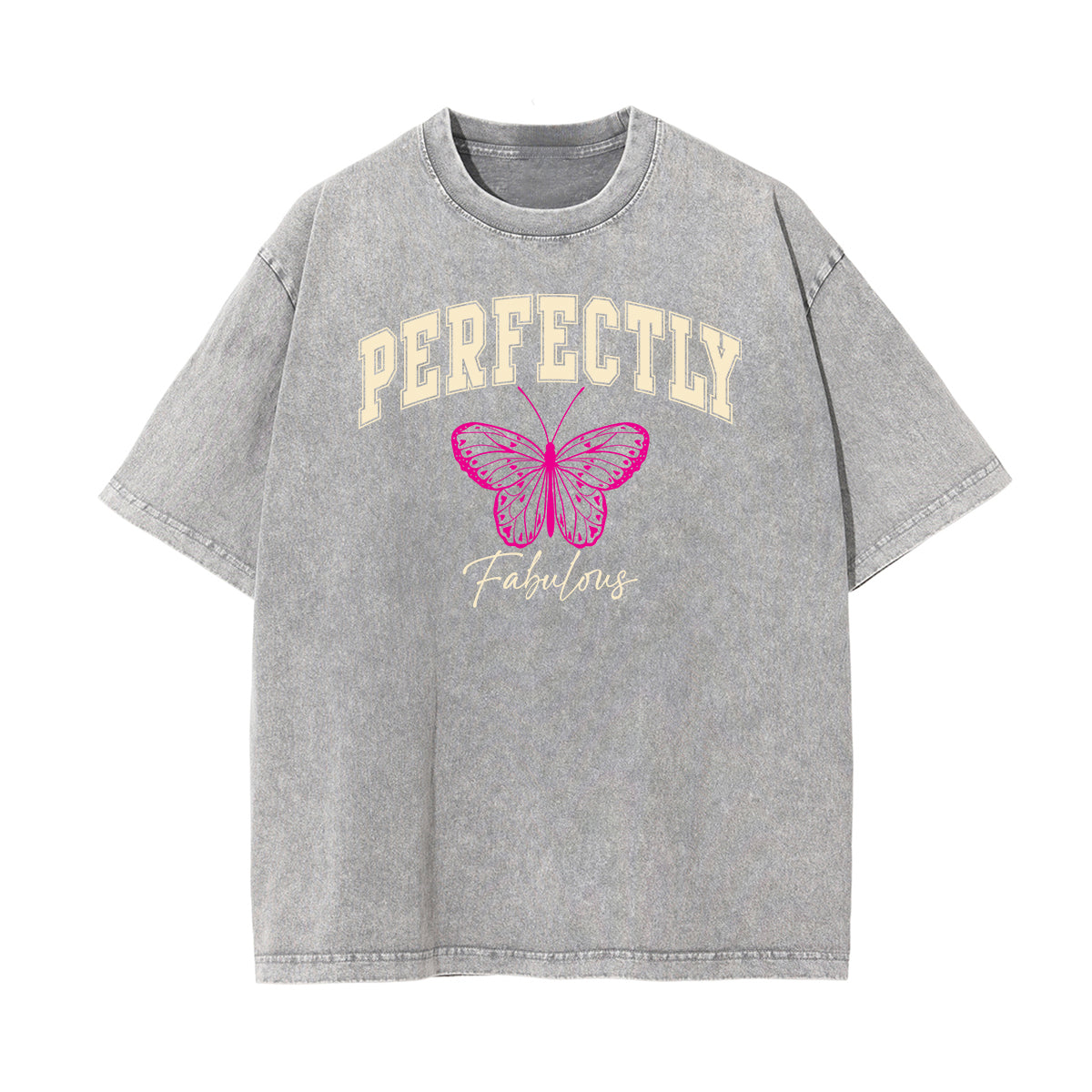 Faded Thick Butterfly Pattern T Shirt