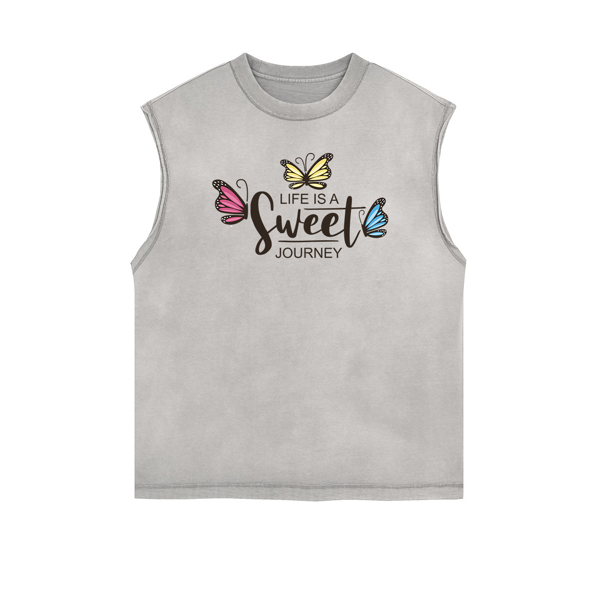 Sleeveless Faded Butterfly Pattern Tee