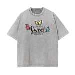 Faded Thick Butterfly Pattern T Shirt