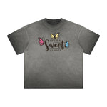 Distressed Faded Butterfly Pattern Tee