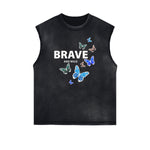 Frayed Edge Butterfly Graphic Tank Top