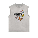 Sleeveless Faded Butterfly Pattern Tee