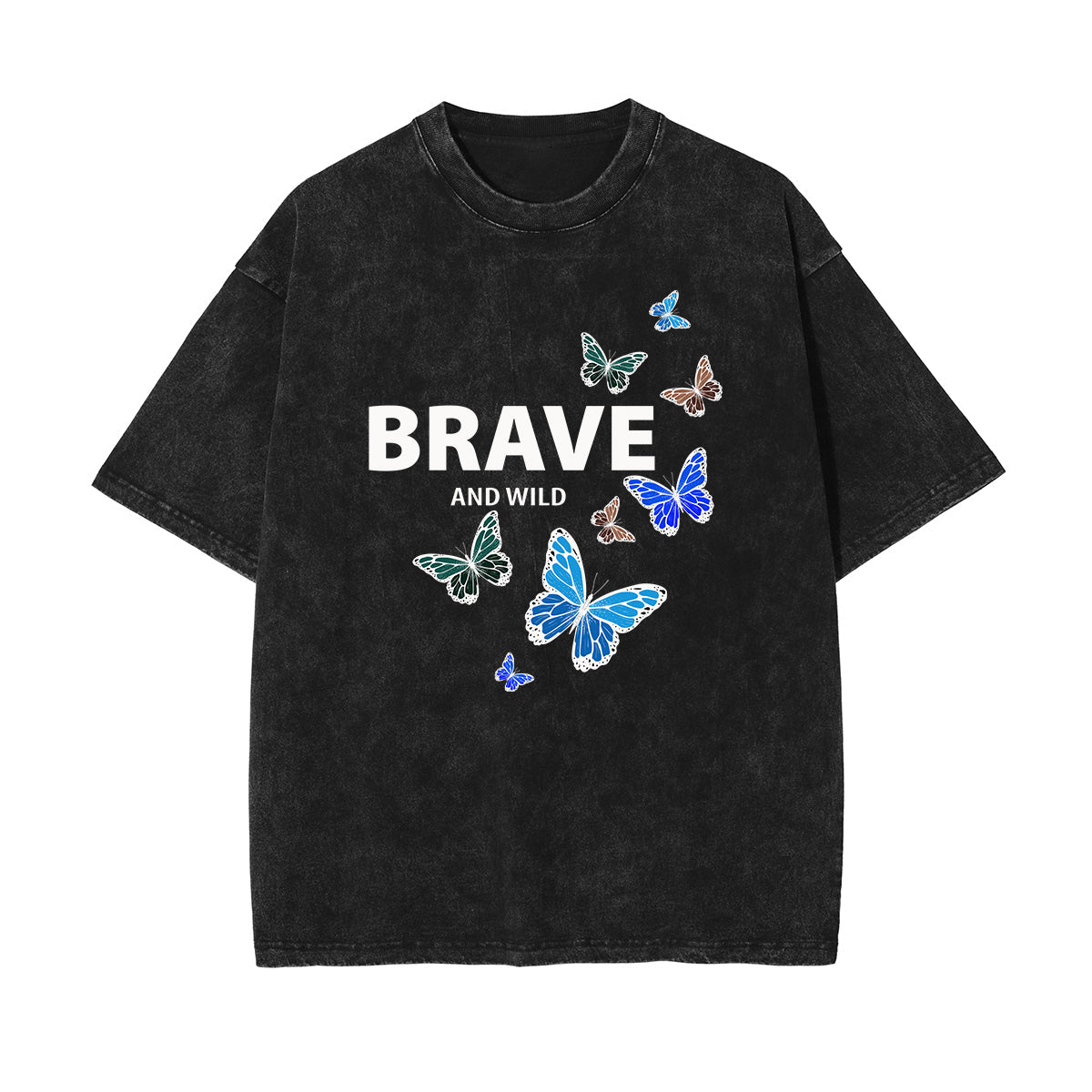 Crew Neck Butterfly Graphic Tee