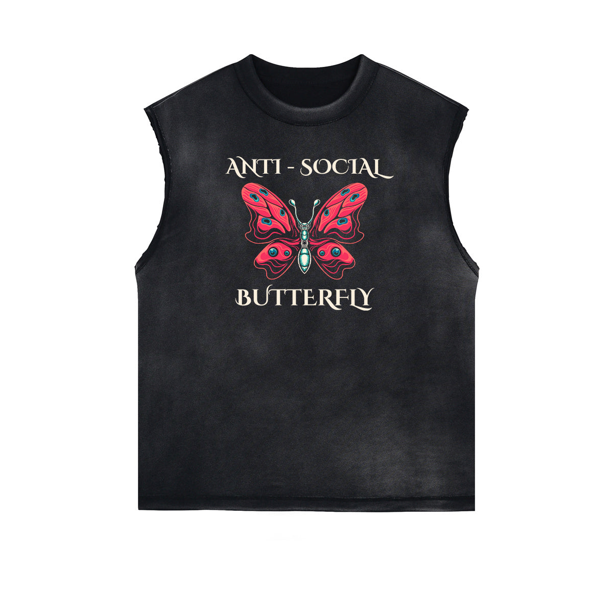 Frayed Edge Butterfly Graphic Tank Top