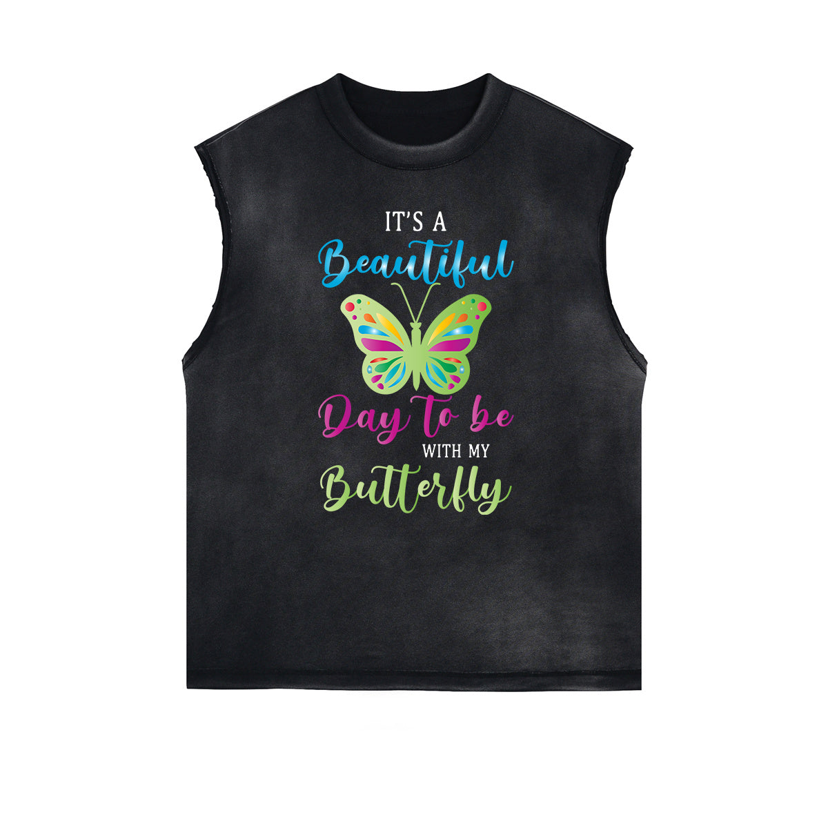 Frayed Edge Butterfly Graphic Tank Top