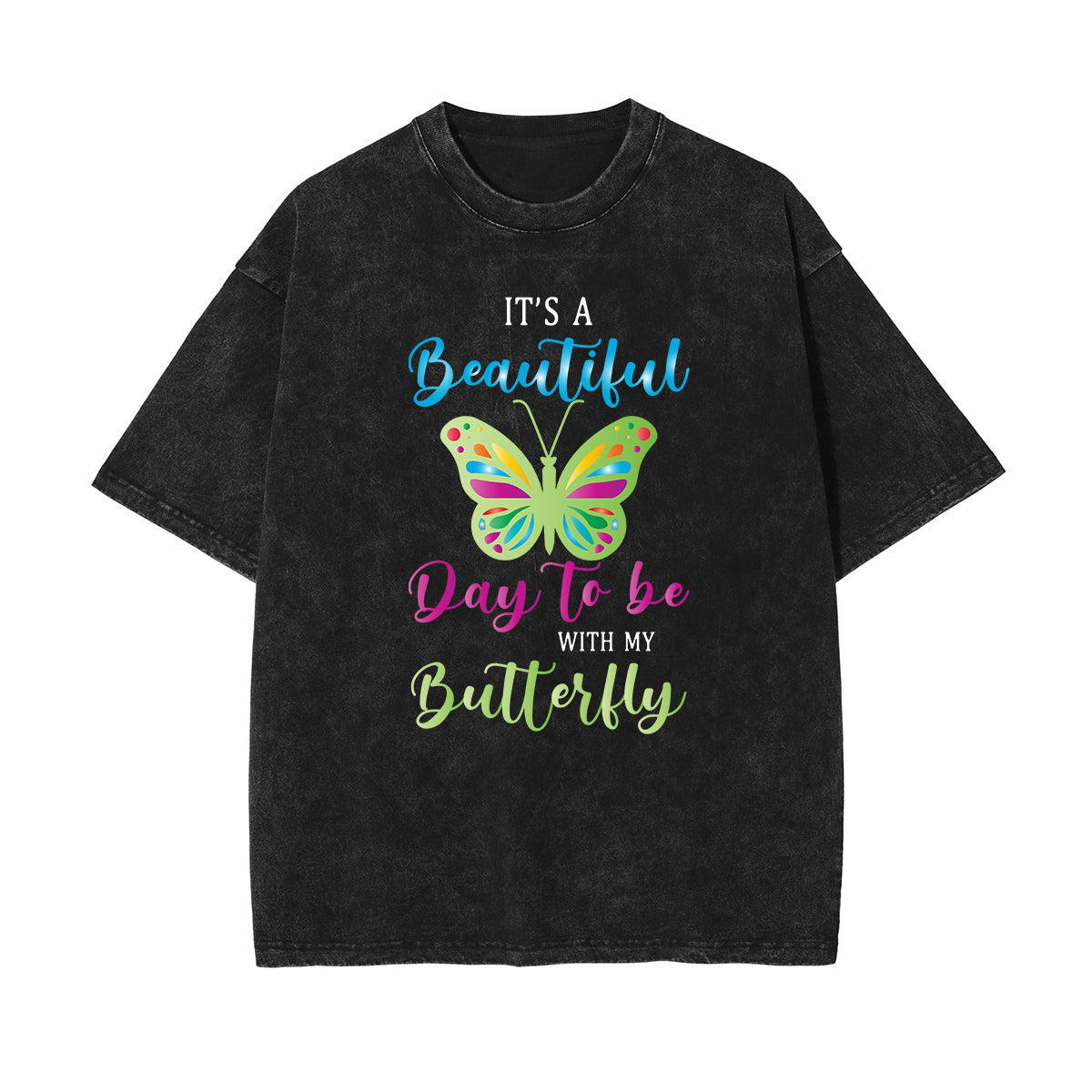 Crew Neck Butterfly Graphic Tee