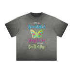 Distressed Faded Butterfly Pattern Tee