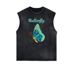 Frayed Edge Butterfly Graphic Tank Top