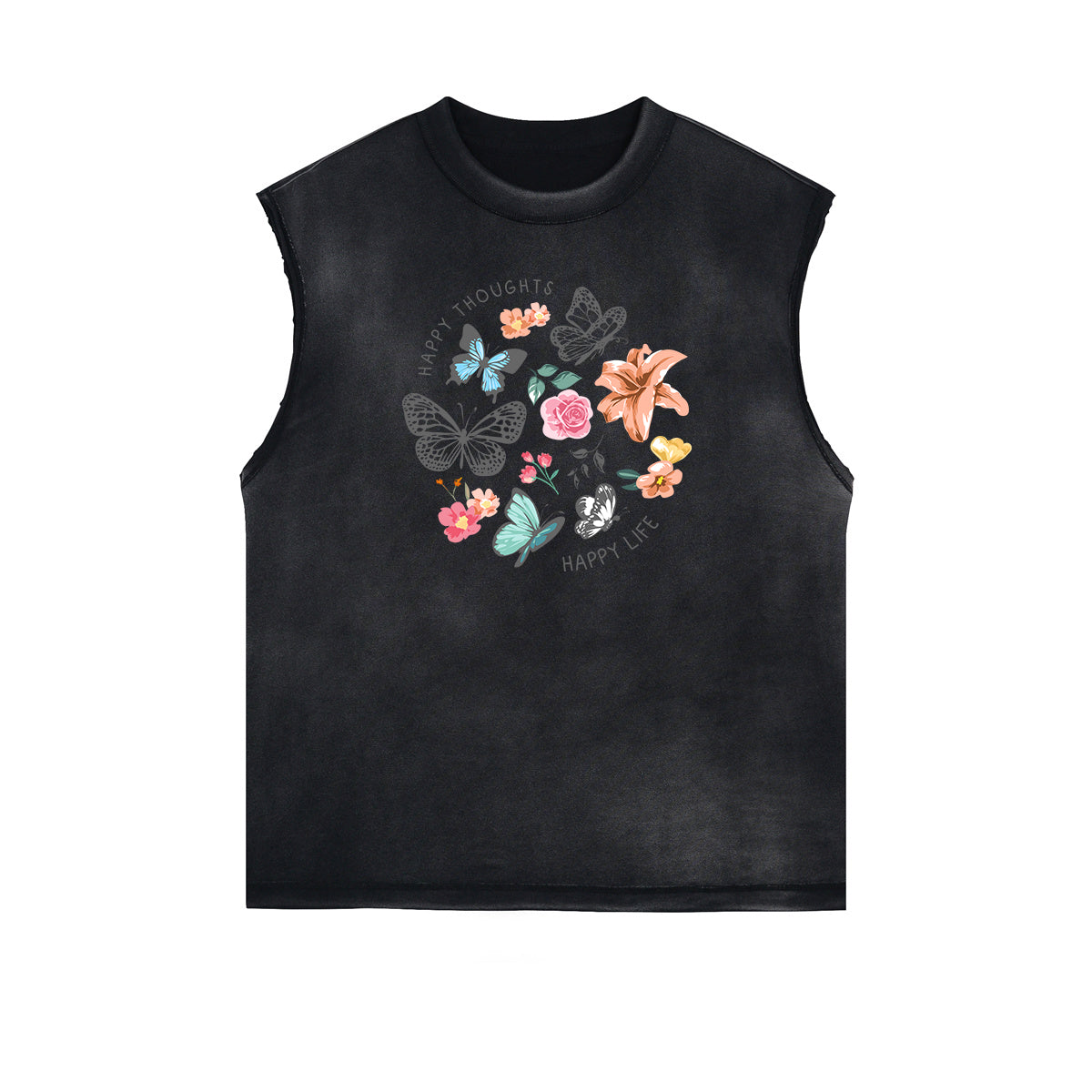 Frayed Edge Butterfly Graphic Tank Top