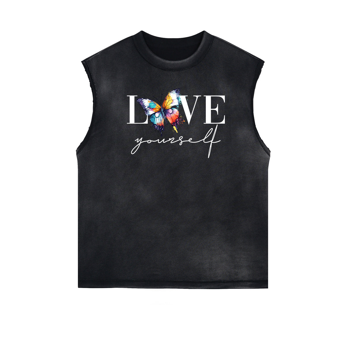 Frayed Edge Butterfly Graphic Tank Top