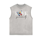 Sleeveless Faded Butterfly Pattern Tee