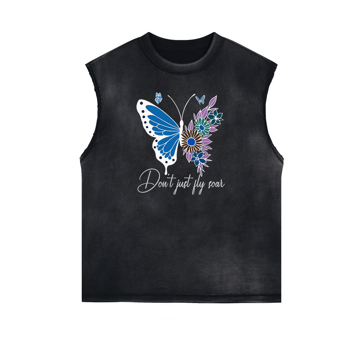 Frayed Edge Butterfly Graphic Tank Top