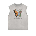 Sleeveless Faded Butterfly Pattern Tee