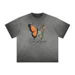 Distressed Faded Butterfly Pattern Tee