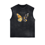 Frayed Edge Butterfly Graphic Tank Top