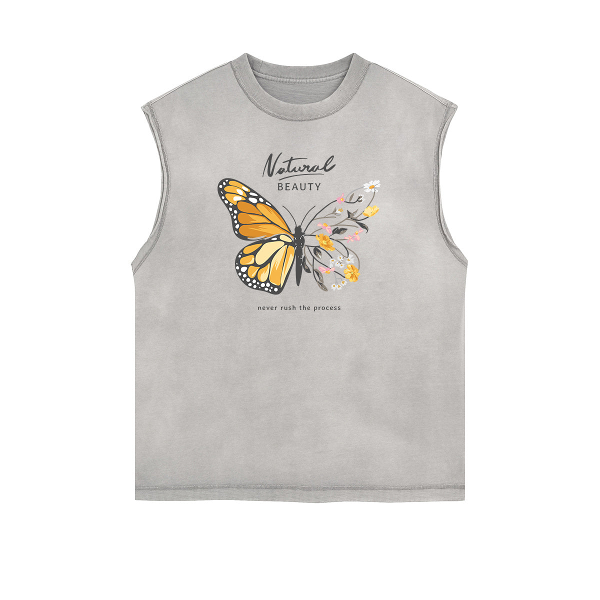 Sleeveless Faded Butterfly Pattern Tee