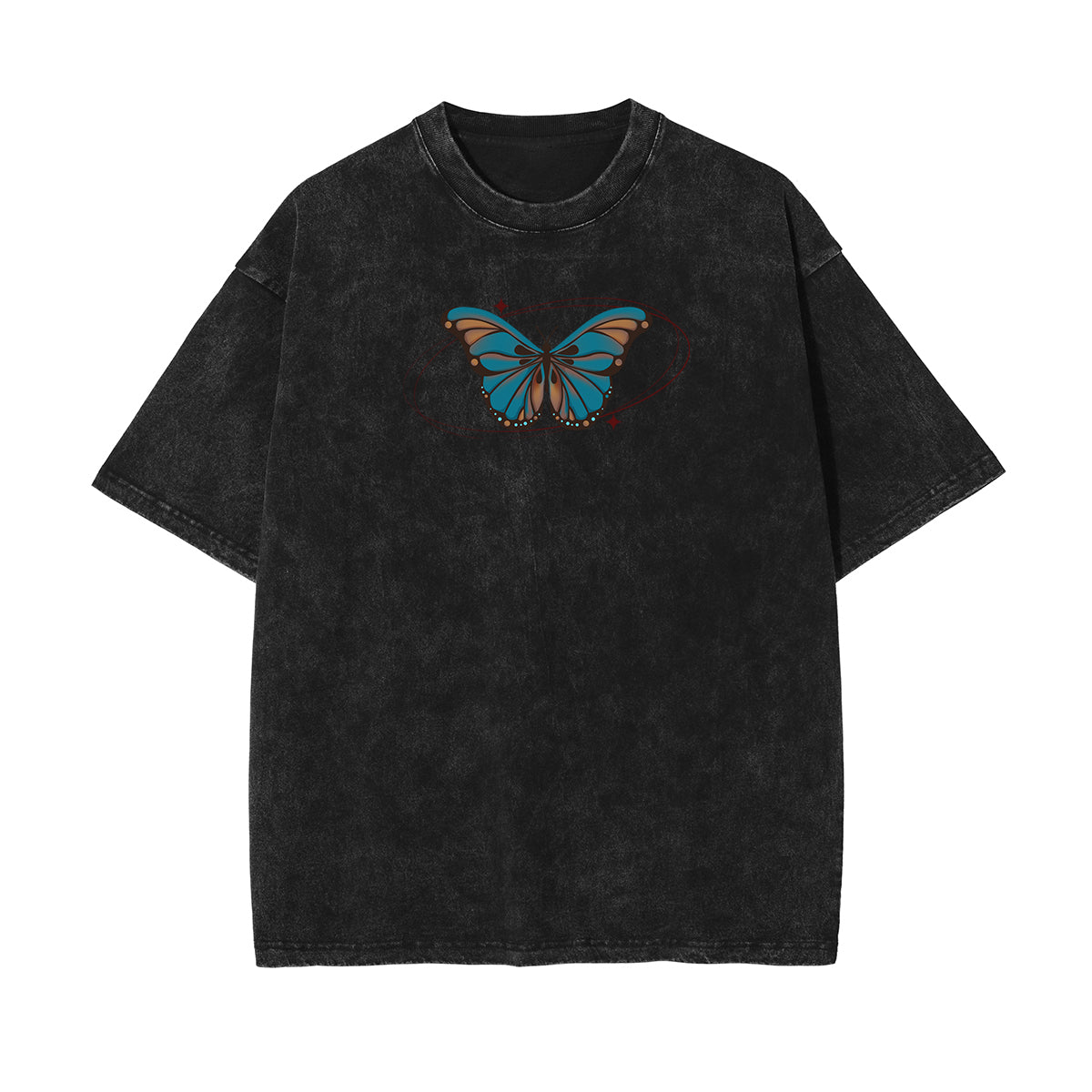 Crew Neck Butterfly Graphic Tee