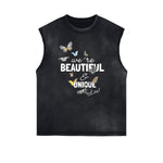 Frayed Edge Butterfly Graphic Tank Top