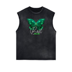 Frayed Edge Butterfly Graphic Tank Top