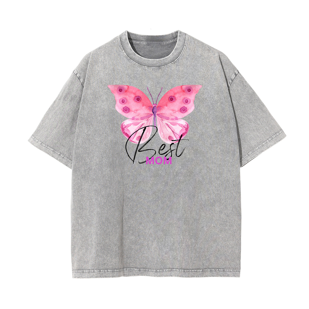 Faded Thick Butterfly Pattern T Shirt