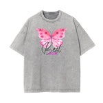 Faded Thick Butterfly Pattern T Shirt