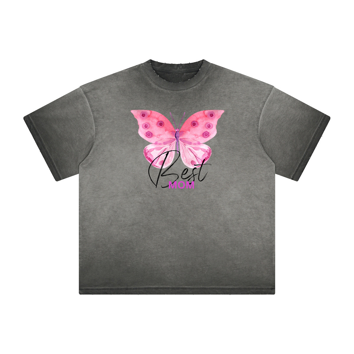 Distressed Faded Butterfly Pattern Tee