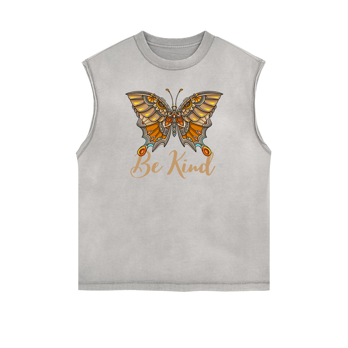 Sleeveless Faded Butterfly Pattern Tee