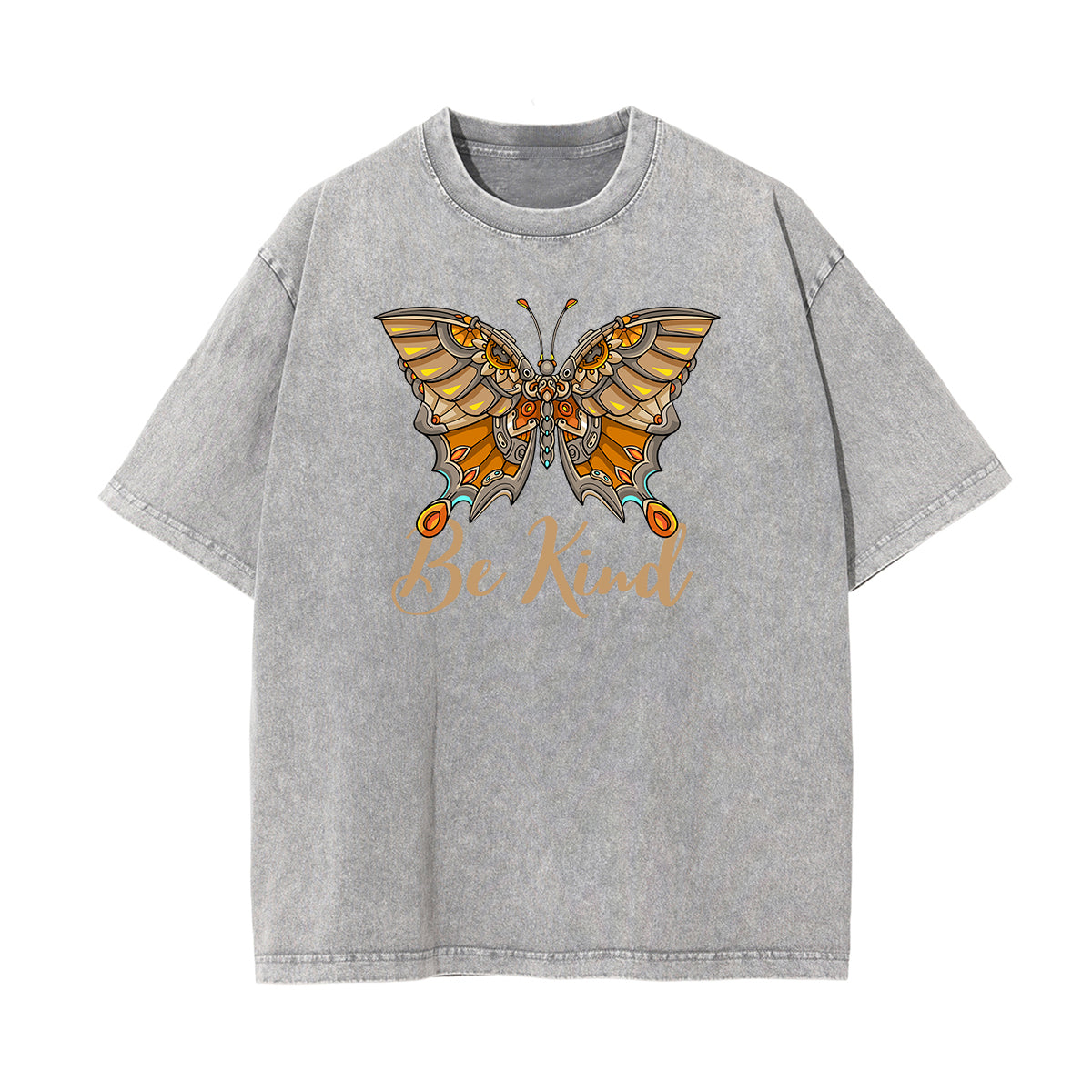 Faded Thick Butterfly Pattern T Shirt