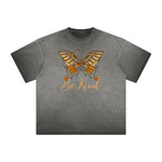 Distressed Faded Butterfly Pattern Tee