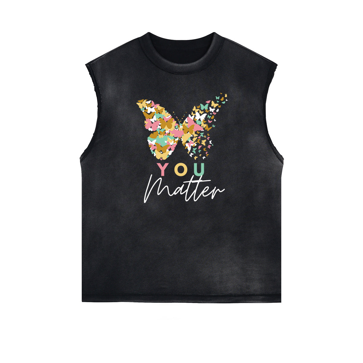 Frayed Edge Butterfly Graphic Tank Top