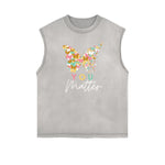 Sleeveless Faded Butterfly Pattern Tee