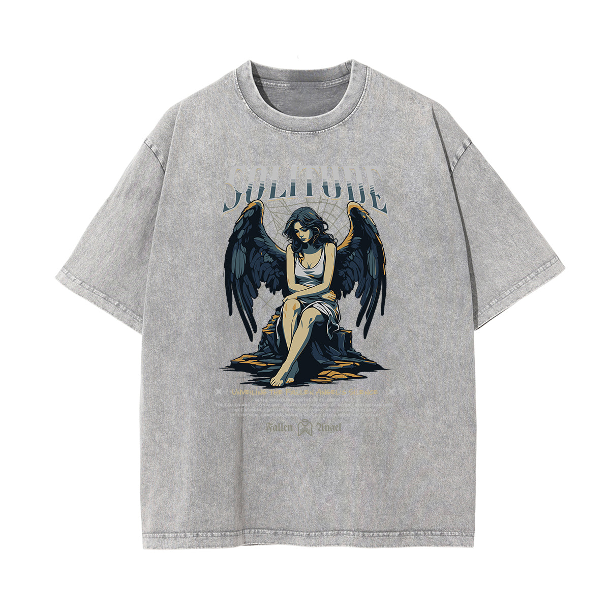 Camiseta con estampado de ángel lavado vintage