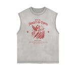 Distressed Angel Pattern Tank Top