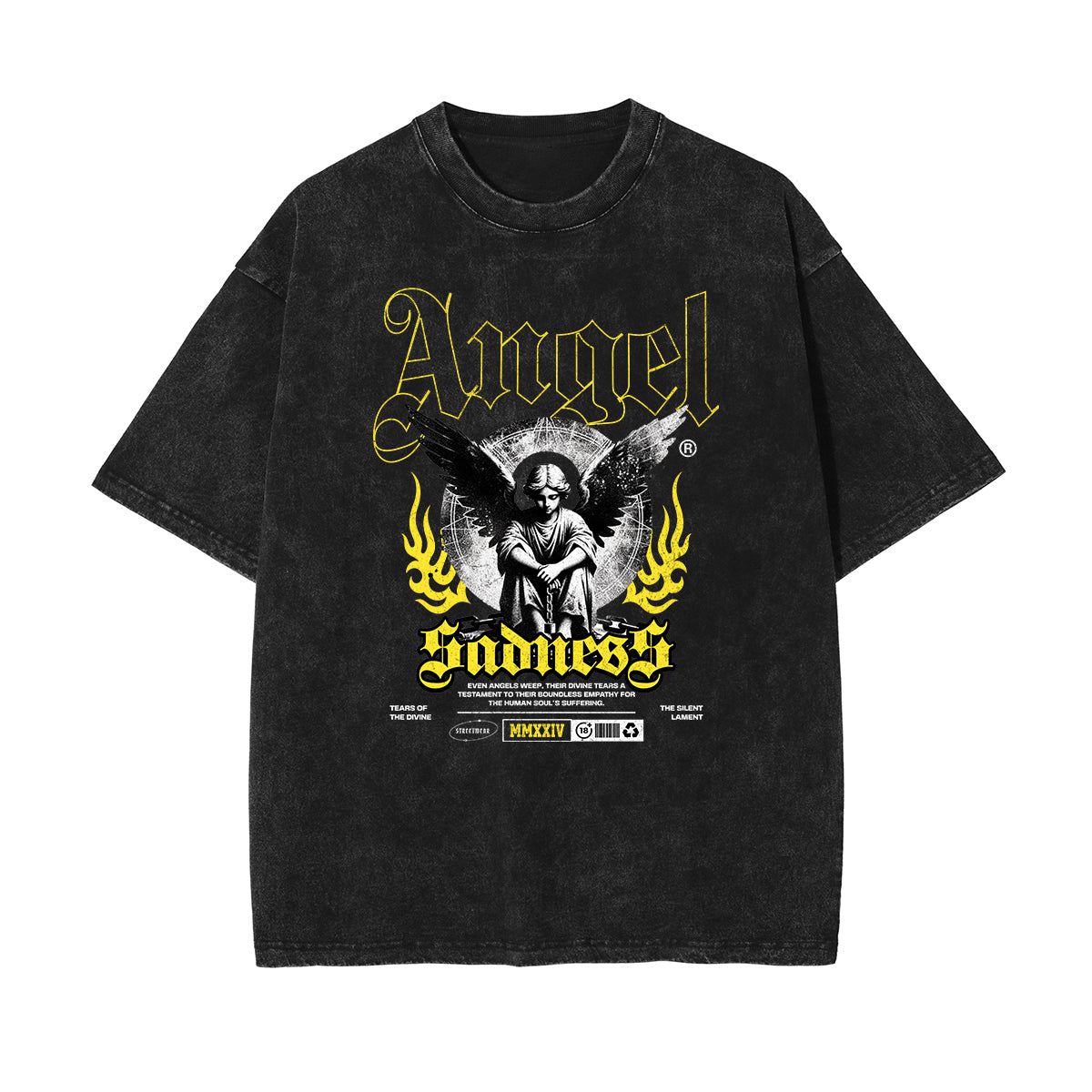 Camiseta con gráfico de ángel lavado vintage