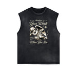 Faded FrayedAngel Statue Graphic Tank