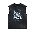 Faded FrayedAngel Statue Graphic Tank