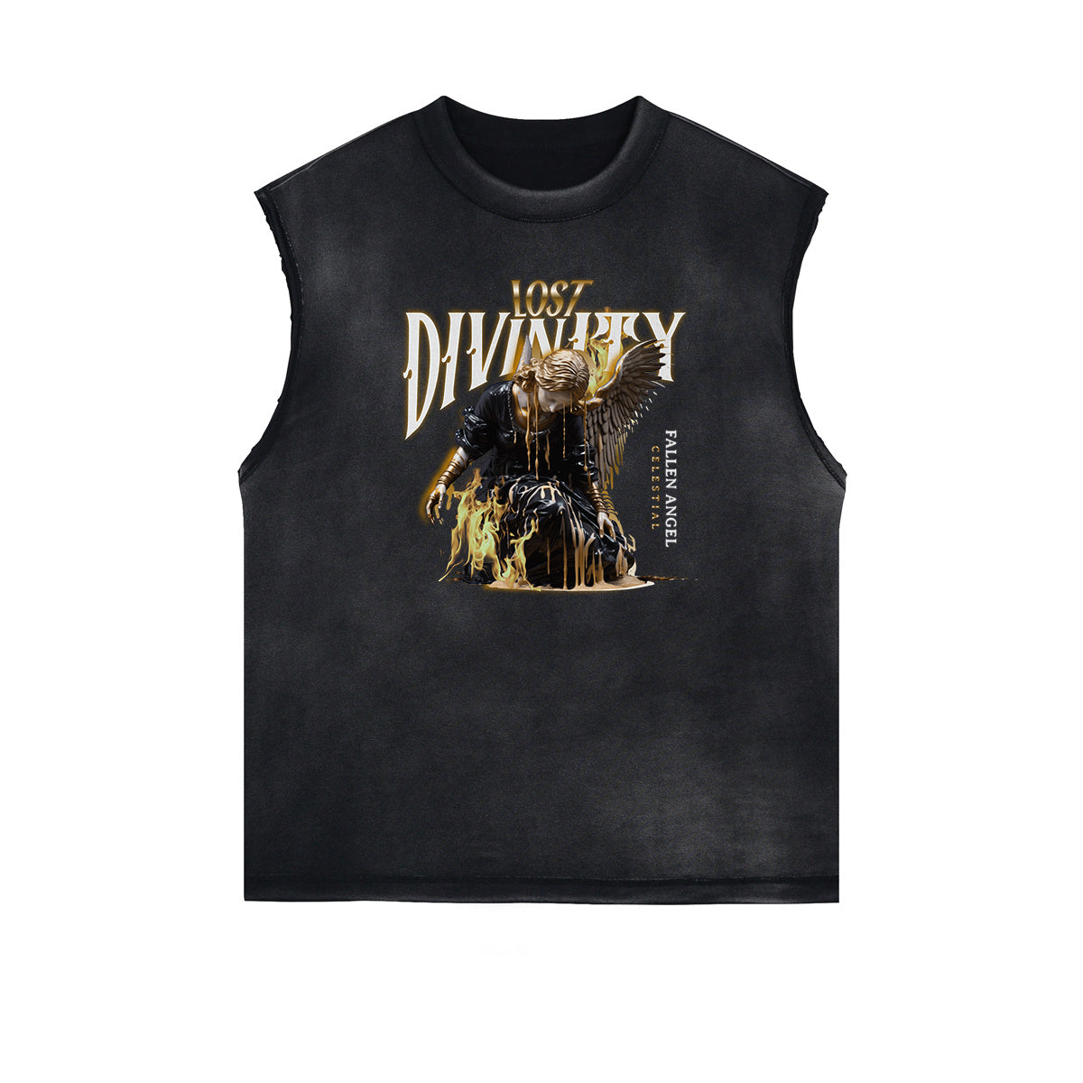 Faded FrayedAngel Statue Graphic Tank